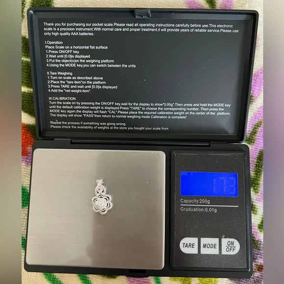 Alwand Vahan 14k Solid White Gold Natural Diamond with Pink Sapphire Pendant-JCP - Picture 10 of 10